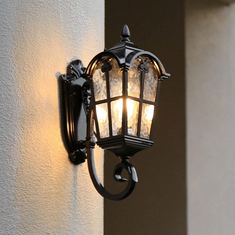 Retro europejski kinkiet zewnętrzny starożytny rzym retro kinkiet wodoodporne patio/willa lampa balkonowa korytarz ogród balkon szklany kinkiet ścienny E27 ciekawe Household faucets