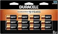 Duracell CR123A 3V Lithium Batteries 12-Pack | 10-Year Storage Guarantee for Security Cameras, Flashlights, Smoke Alarms