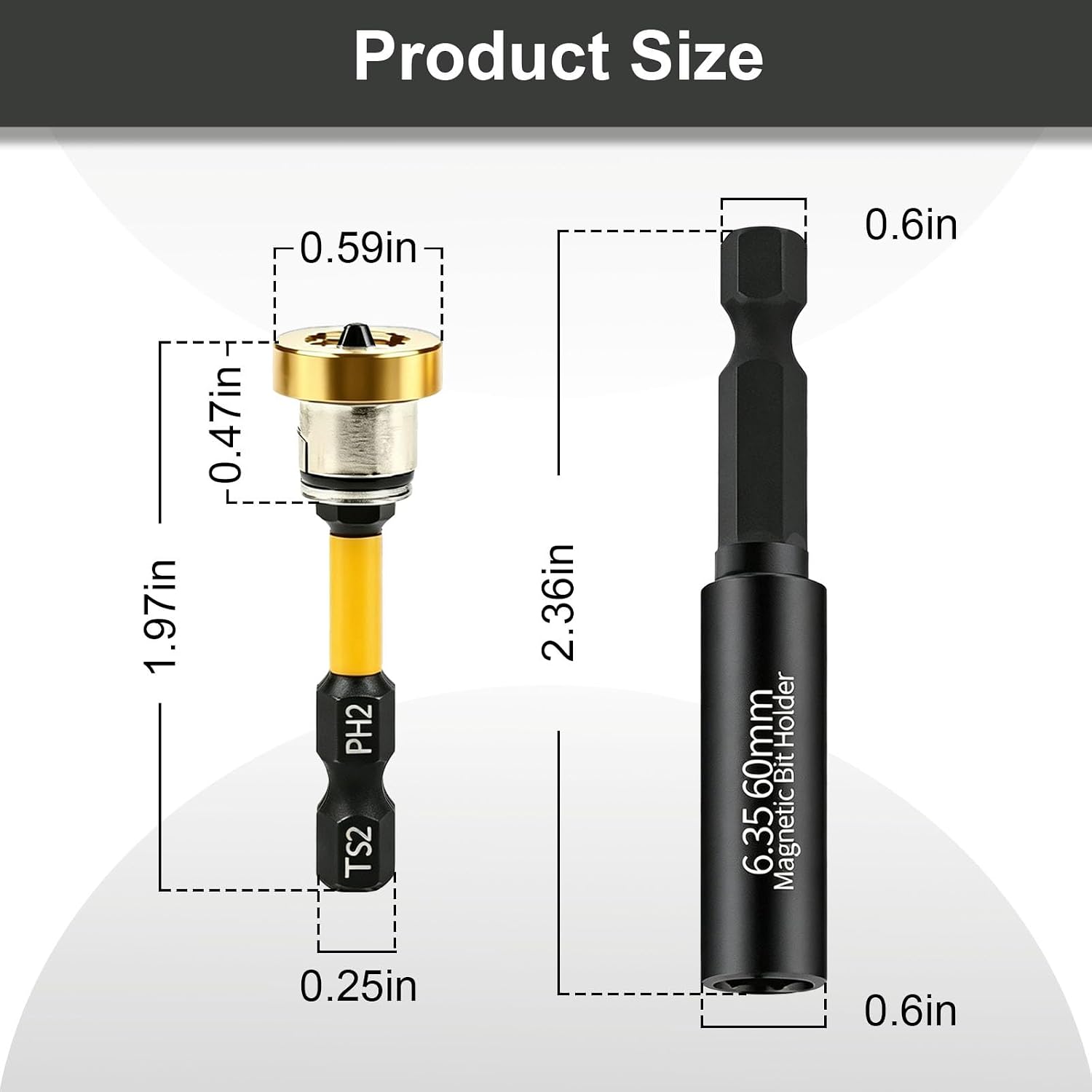 6pcs Drywall Screw Setter Set, 1/4" Hex Adjustable Depth Positioning Bits with Magnetic Bit Holder Extension Bar, Magnetic Positioning Screwdriver Bits, for Sheetrock and Plasterboard Screws (Yellow) image 2