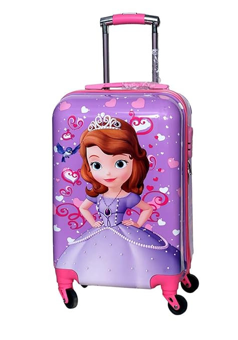 Swarn products Kids Stylish Light Weigh 360 Purple Sofia Rotating Luggage Wheels Bag, Barbie Luggage (21 inch)509