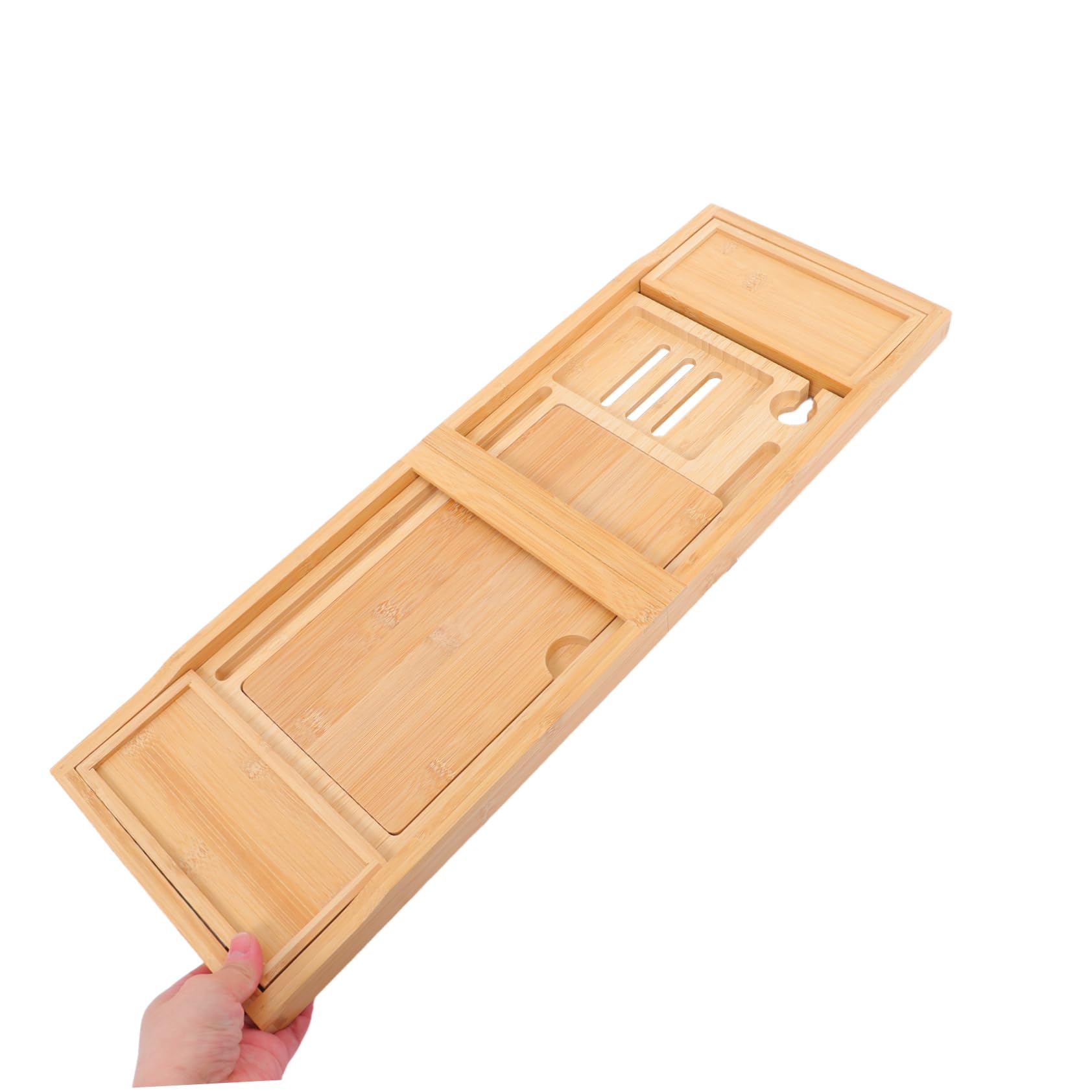 iplusmile Bandeja De Bambú Ajustable Multifuncional para Bañera con Soporte para Teléfono Organizador De Baño