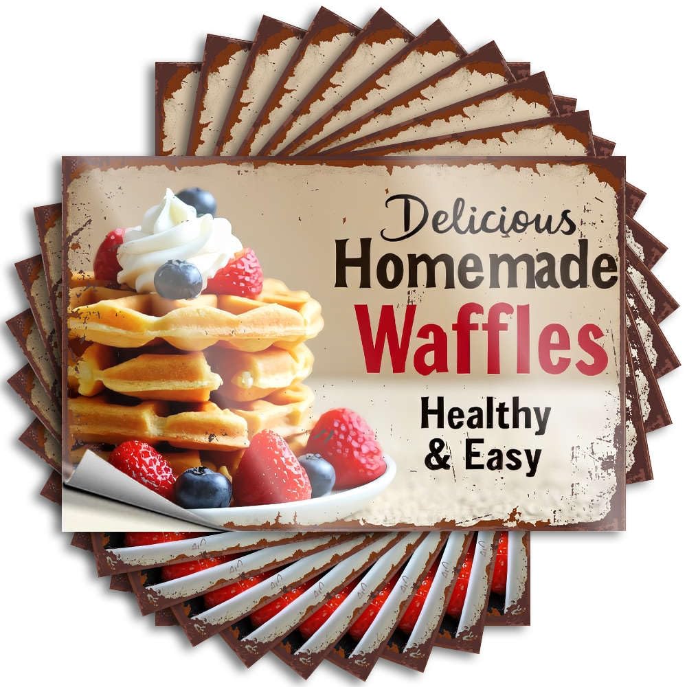 Boys Room Decor Bumper Decal - Delicious Homemade Waffles, Healthy & Easy. Unique Durable Sticker Easy Apply for Military Decor(6X9CM)