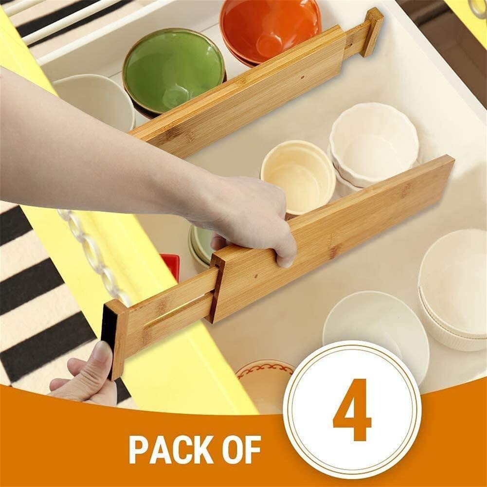 Chillers Divisori per cassetti Regolabili in bambù, Organizer per cassetti da Cucina, a Molla, cassettiera, Bagno, Camera da Letto, cassetto per Bambini, scrivania