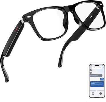 AI Smart Glasses, Multifunctional Bluetooth Glasses for Men & Women, 116 Languages & Accents Translator Device, Blue Light Filter & Polarized UV Protection Lenses Translation Glasses, Black