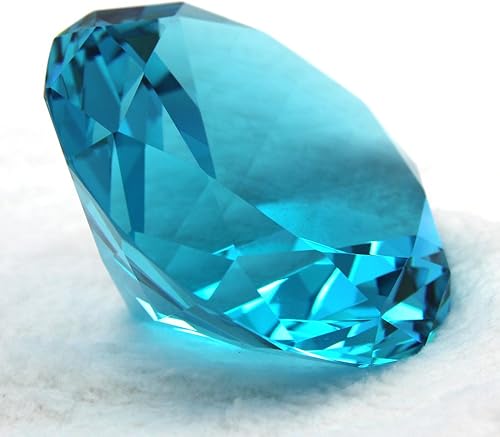 Miniatura 3 de Pisapapeles de diamantes de cristal grabados personalizados (turquesa)