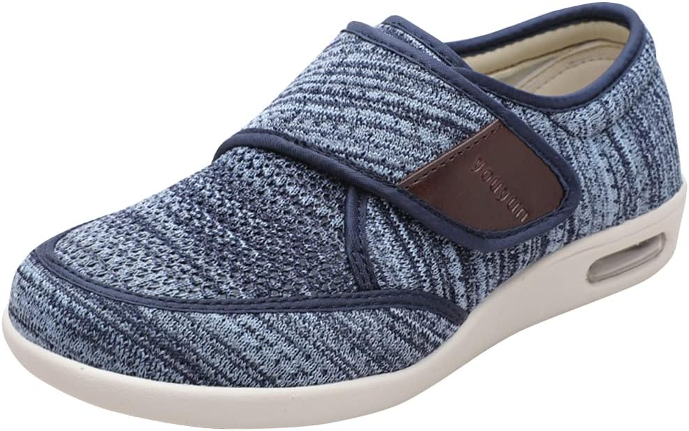 Men Diabetic Shoes Wide Width Elderly Walking Shoes with Adjustable Closure Air Cushion Sneakers for Plantar Fasciitis Bunions Swollen Feet