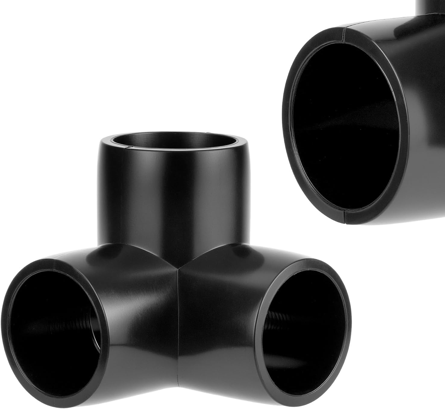 QWORK 1/2" 3-Way Elbow Furniture Grade PVC Fitting, Pack of 12, Black