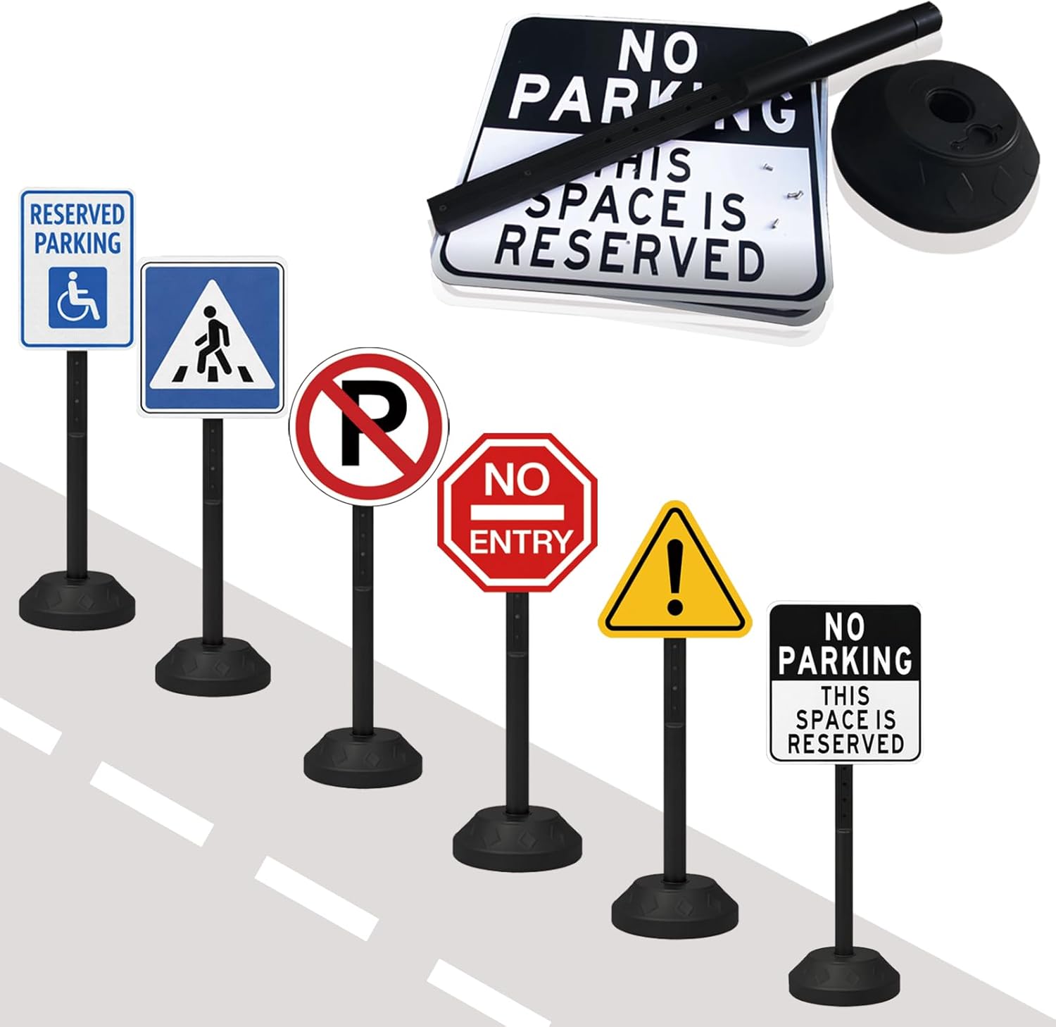 BESEA Portable Sign Holder Stand 6 Pack, Heavy-Duty Fillable Weighted Base Sign Holders, 41 inch Height Standing Sign Holder for Safety Signs, Reserved Parking Sign with Stand – Indoor & Outdoor Use - Image 3