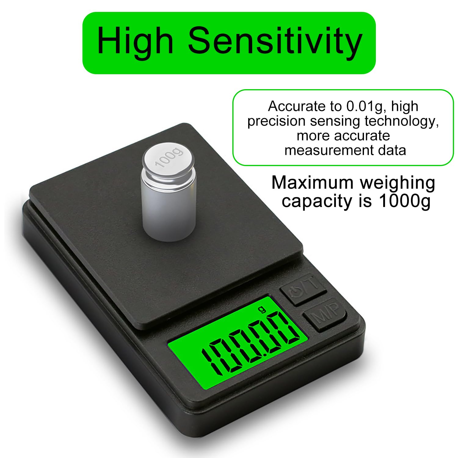 Balance de cuisine numérique portable GeekerChip 0,01 g/1000 g écran LCD