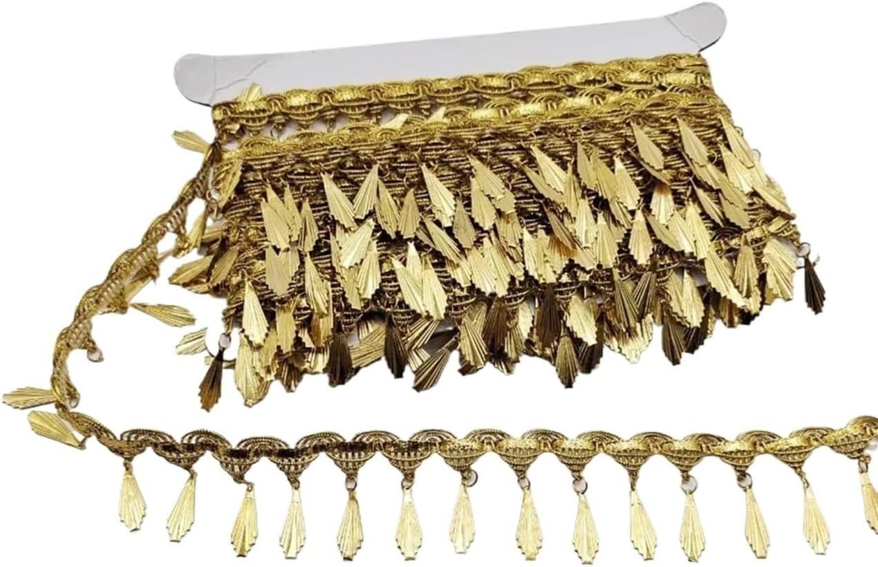 Dentelle à pampilles dorées 5m galon paillettes pour robe de mariée et costume