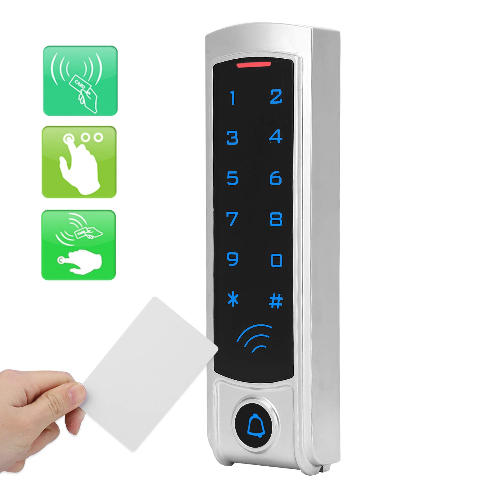 Cerradura de puerta con teclado retroiluminado sin llave, 13,56 MHz RFID Wiegand26 Lector de tarjetas de identificación Controlador de acceso Sistema de control de acceso