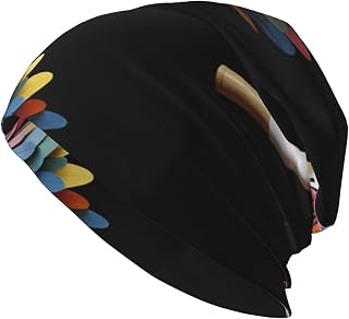 Colored Shuttlecock Picture Adult Fashion Knitted Hat - Soft, Comfortable, and Breathable for Men and Women Black