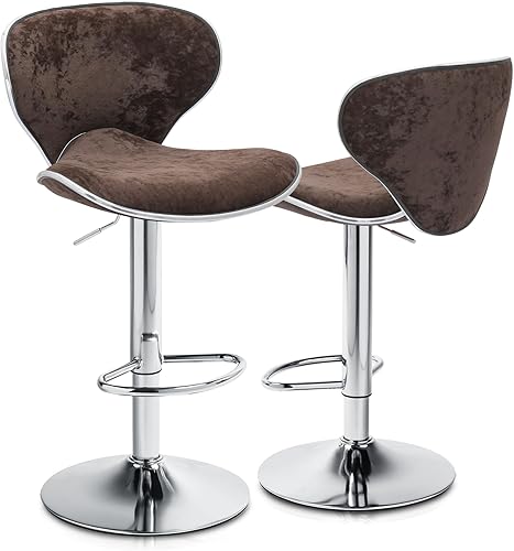 Miniatura 67 de Magshion Juego de 4 taburetes de bar giratorios ajustables de piel sintética para mostrador de comedor Negro -,Marrón,Canela/Escapada