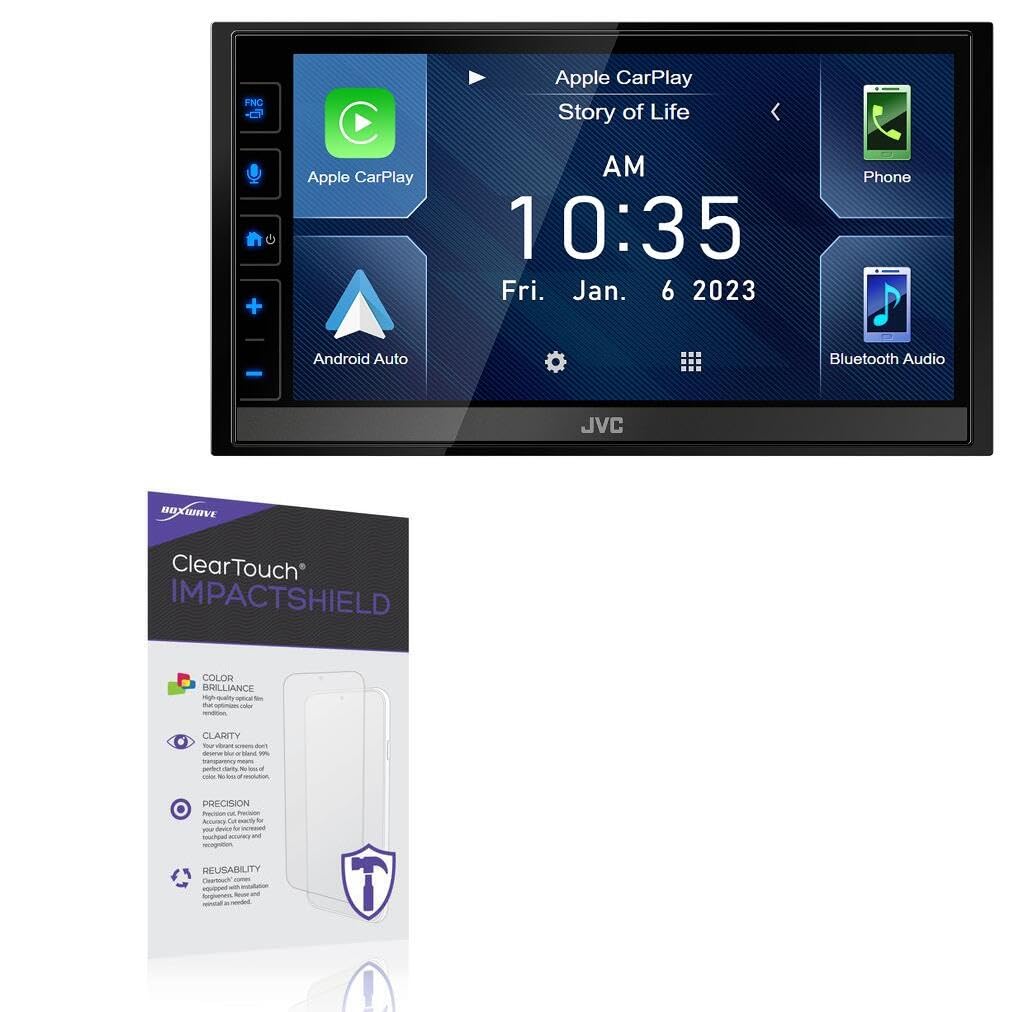 BoxWave Screen Protector Compatible With JVC KW-M788BH - ClearTouch ImpactShield (2-Pack), Impenetrable Screen Protector Flexible Film