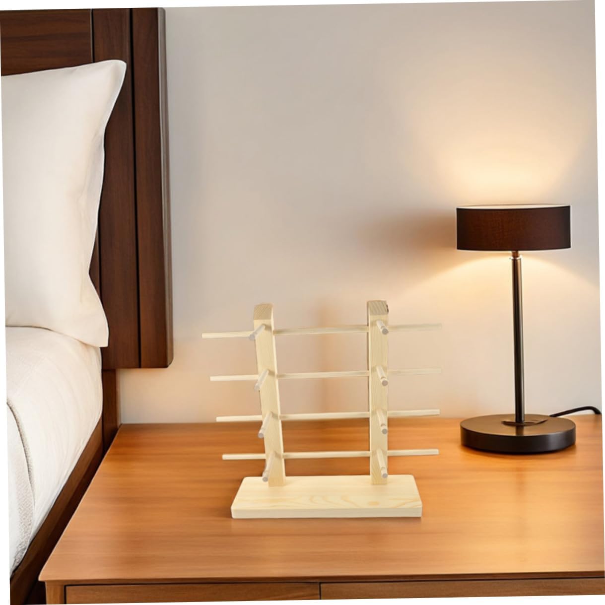 Wooden Sunglasses Display Rack 2pcs, Double Row Eyeglasses Holder Stand for 8 Pairs, Desktop Sunglass Organizer for Retail and Home Use