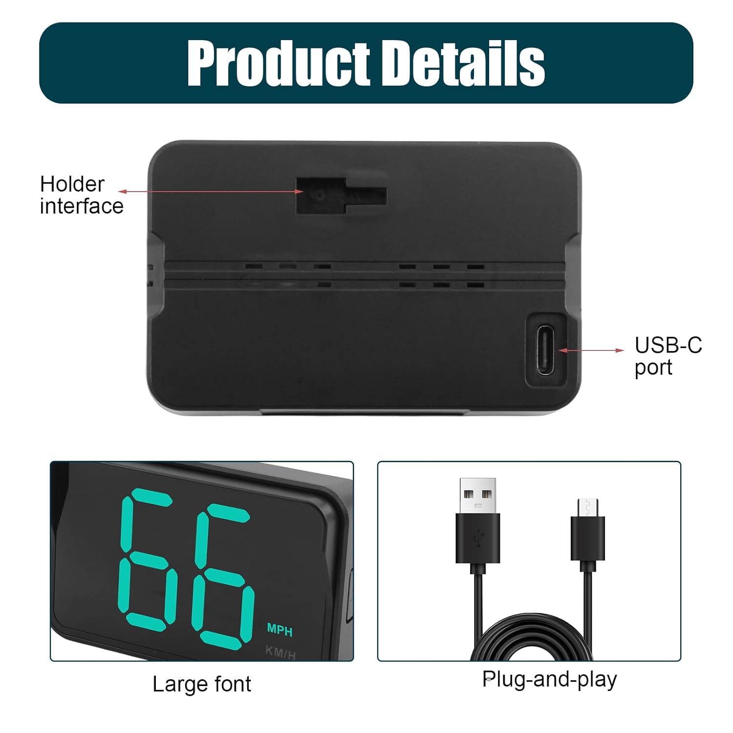 GPS Digital Speedometer for Car MPH, Universal HUD Speed Meter with LED Large Font, Plug Play for Car Truck Motor SUV Golf Cart All Vehicles (2 Pack 2025 New with Bracket & Charger)