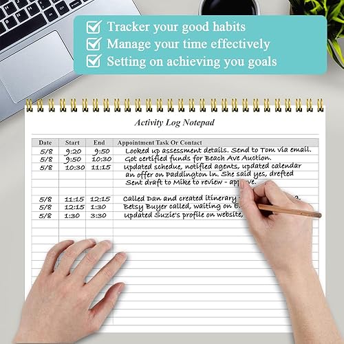 Miniatura 2 de Getvow Bloc de notas de registro de actividad  Libro de registro de actividad en espiral para trabajo de negocios, sin fecha, semanal para hacer