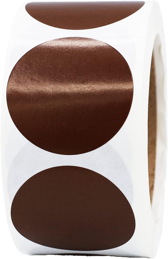 Brown Color Coding Labels for Organizing Inventory – 2 Inch Round Circle Dots, 500 Total Adhesive Stickers on a Roll for Warehouse, Retail, Classroom, and Office Organization – Made in The USA