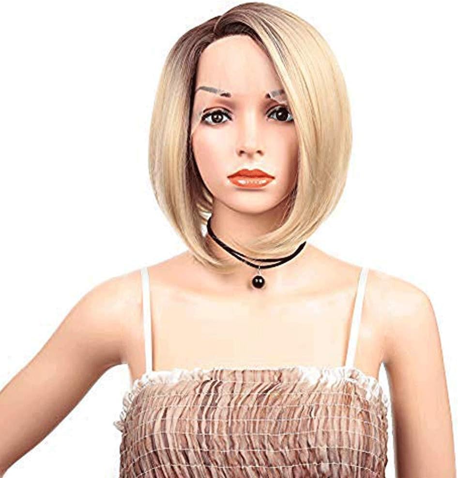 12 inch Short Straight Bob Synthetic Hair with lace Front Wigs for Women and Girl Natural Looking Heat Resistant