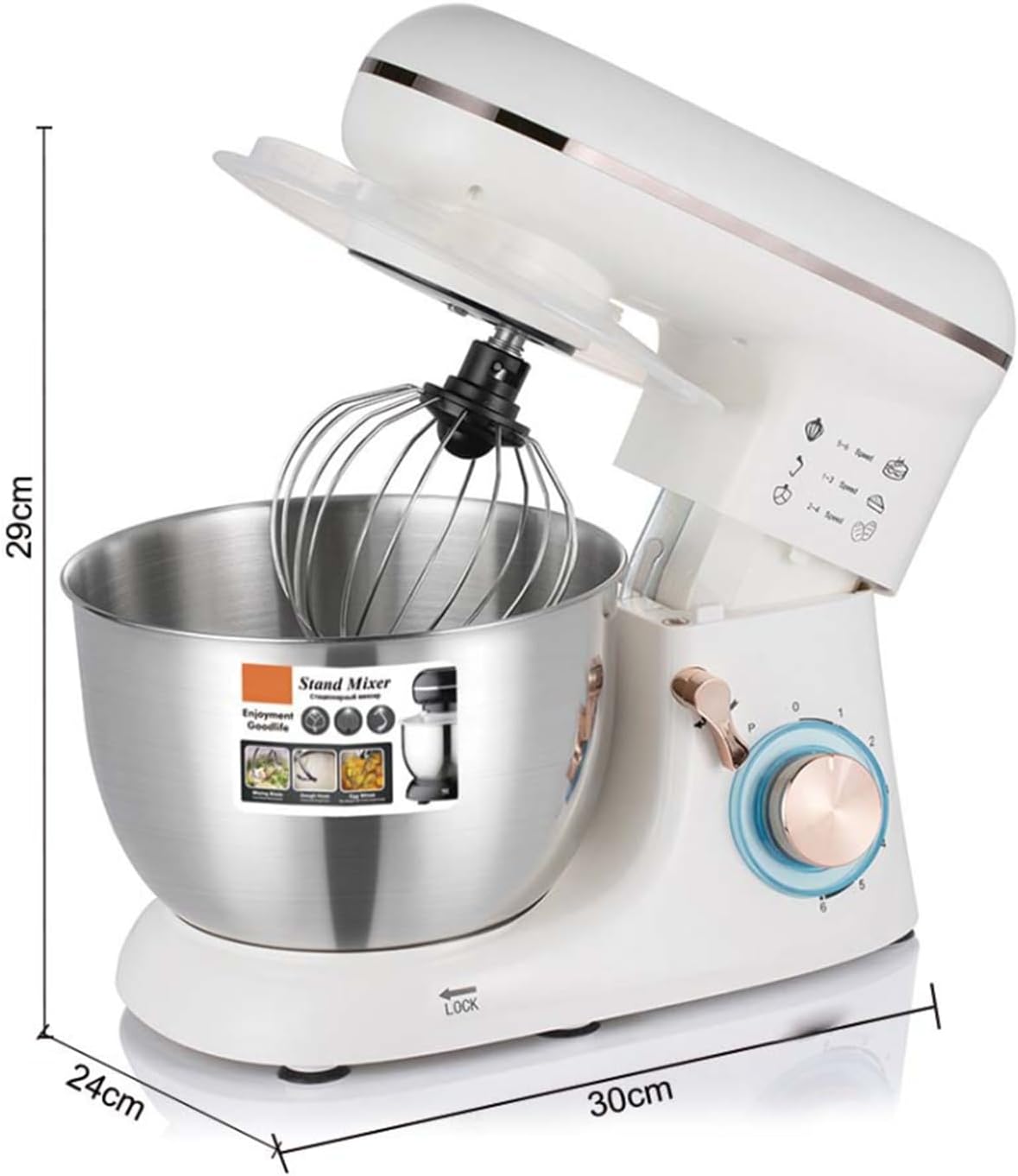 3-IN-1 Electric Stand Mixer, 1300W 6-Speed Kitchen Mixer, Household Food Mixers Include Dough Hook, Beater And Whisk, Bread Cake Mixer for Baking And Most Home Cooks