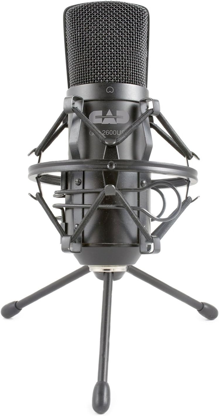 CAD AUDIO Premium USB Large Diaphragm Unidirectional Condenser Microphone w / TriPot Stand, 10 ft USB Cable GXL 2600USB