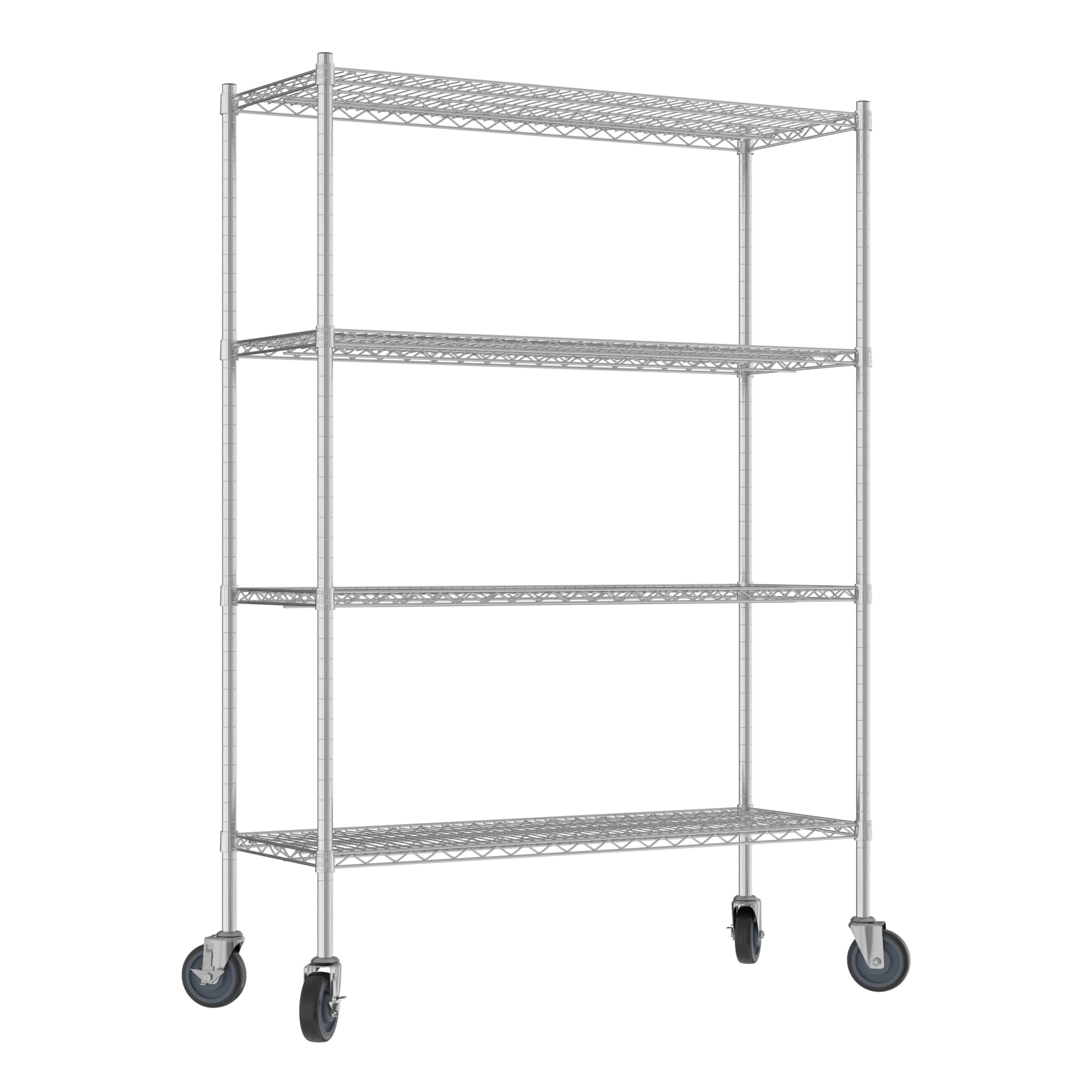 QUIET BOOK Commercial NSF Listed Chrome Mobile Wire Shelving Kit 18