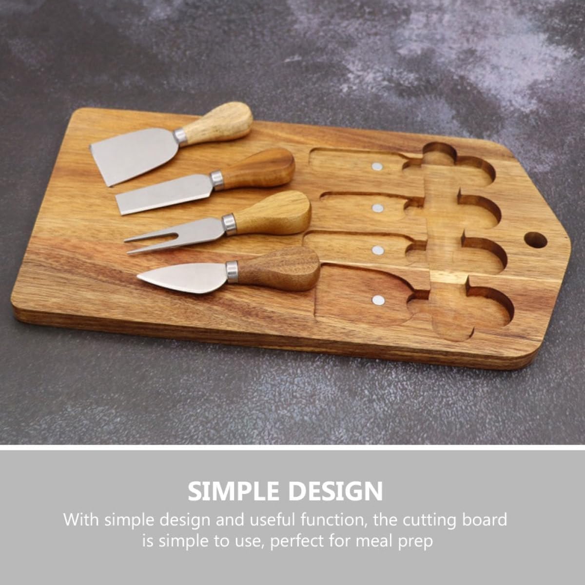 Baluue Acacia Wood Cutting Board Set with Cheese Tools Small Wooden Food Cutting Boards for Kitchen Fruit Meat Prep and Camping for Home Use