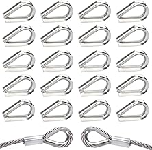 40 Pieces Wire Rope Thimble M5 Stainless Steel Thimbles Cable 304 Loop Wire Rope for Rope Cable 5mm