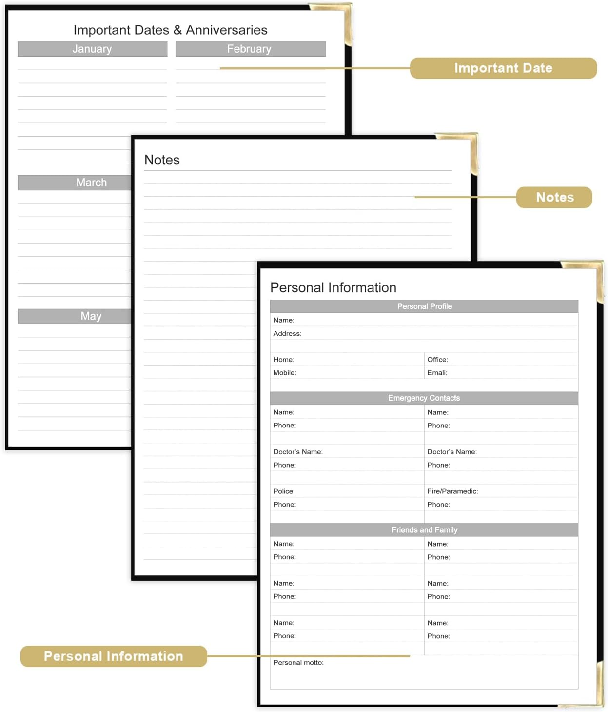 Undated Daily Monthly Planner for 2026 or Anytime - A4 To Do List with Hourly Schedule, Hardcover Spiral Bound Daily Planner to Increase Focus, Stylish School/Office Supplies, 8.5" x 11", Black