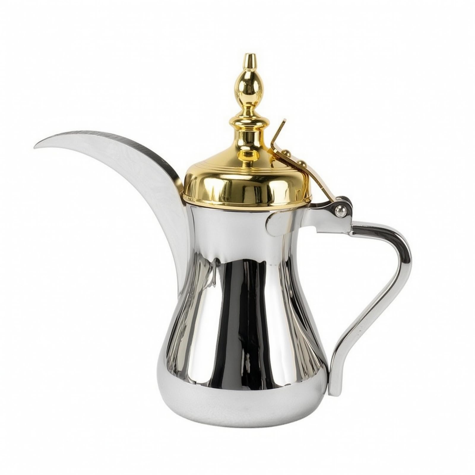 Caffettiera Mediorientale Facile Da , 900 Ml , Cromato Con Coperchio Dorato