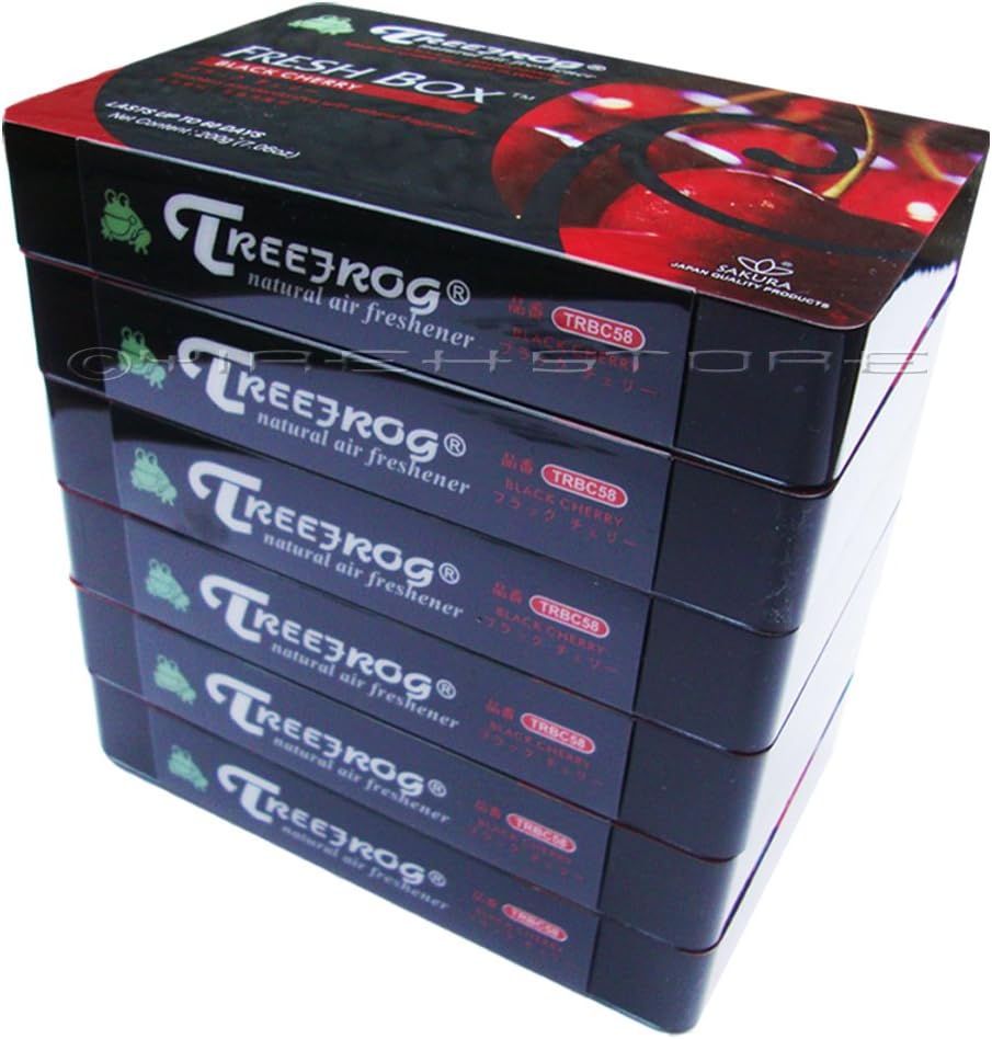 6 Pack Treefrog Natural Air Freshener Fresh Box (AKA Xtreme Fresh) Black Cherry Scent - Soft, sweet cherry fruity fragrance