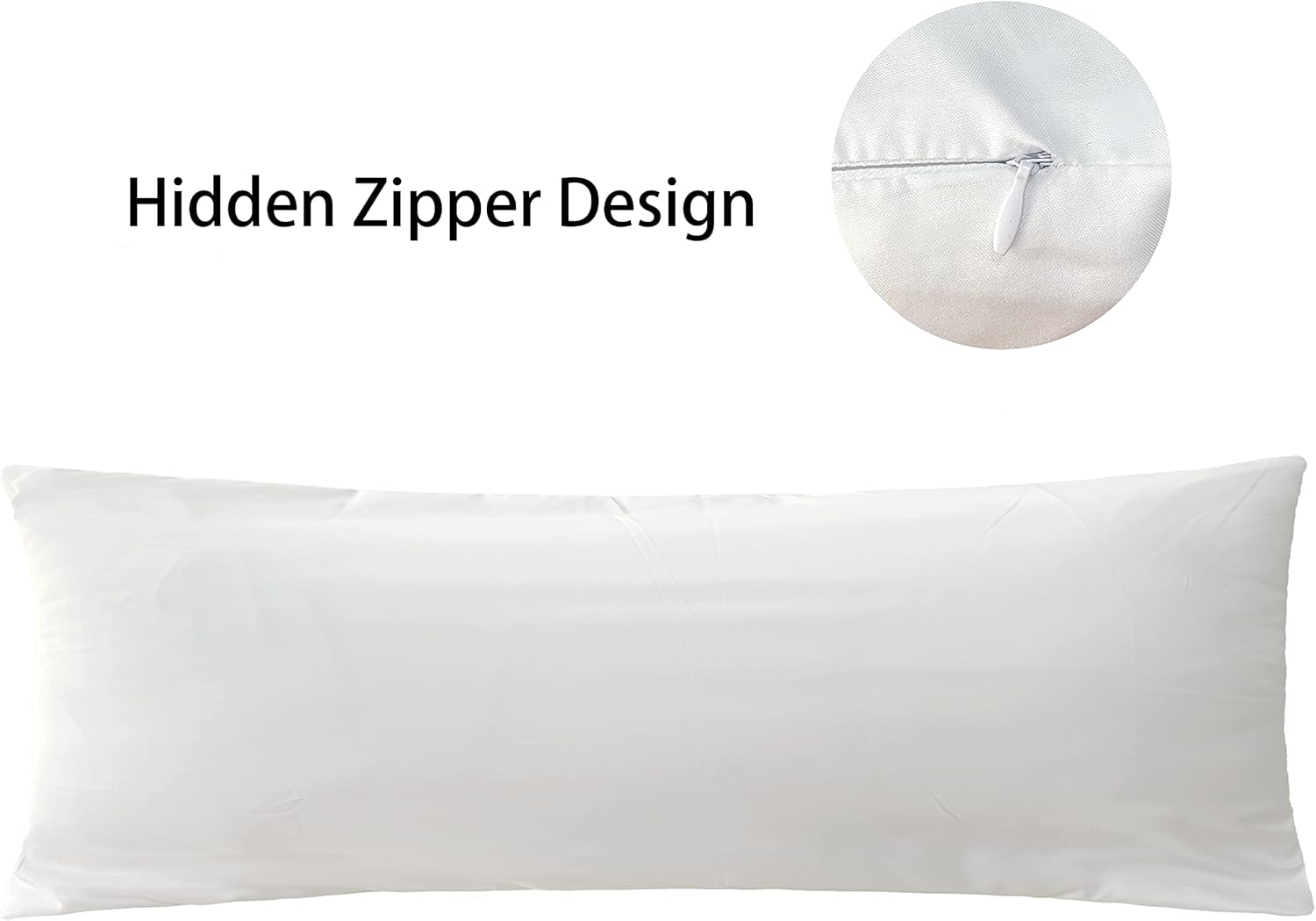 iMaylex Soft Brushed Microfiber Fabric Zipper Pillow Case, Cozy and Lightweight, Easy Care, White, Body, 20" x 60" - Image 3