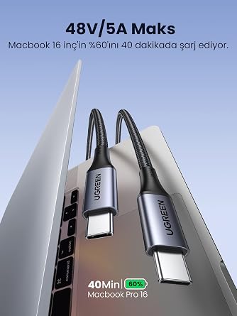 Ugreen USB C to Type-C PD 3.1 240W 5A Fast Charging and Data Cable 2 Meters