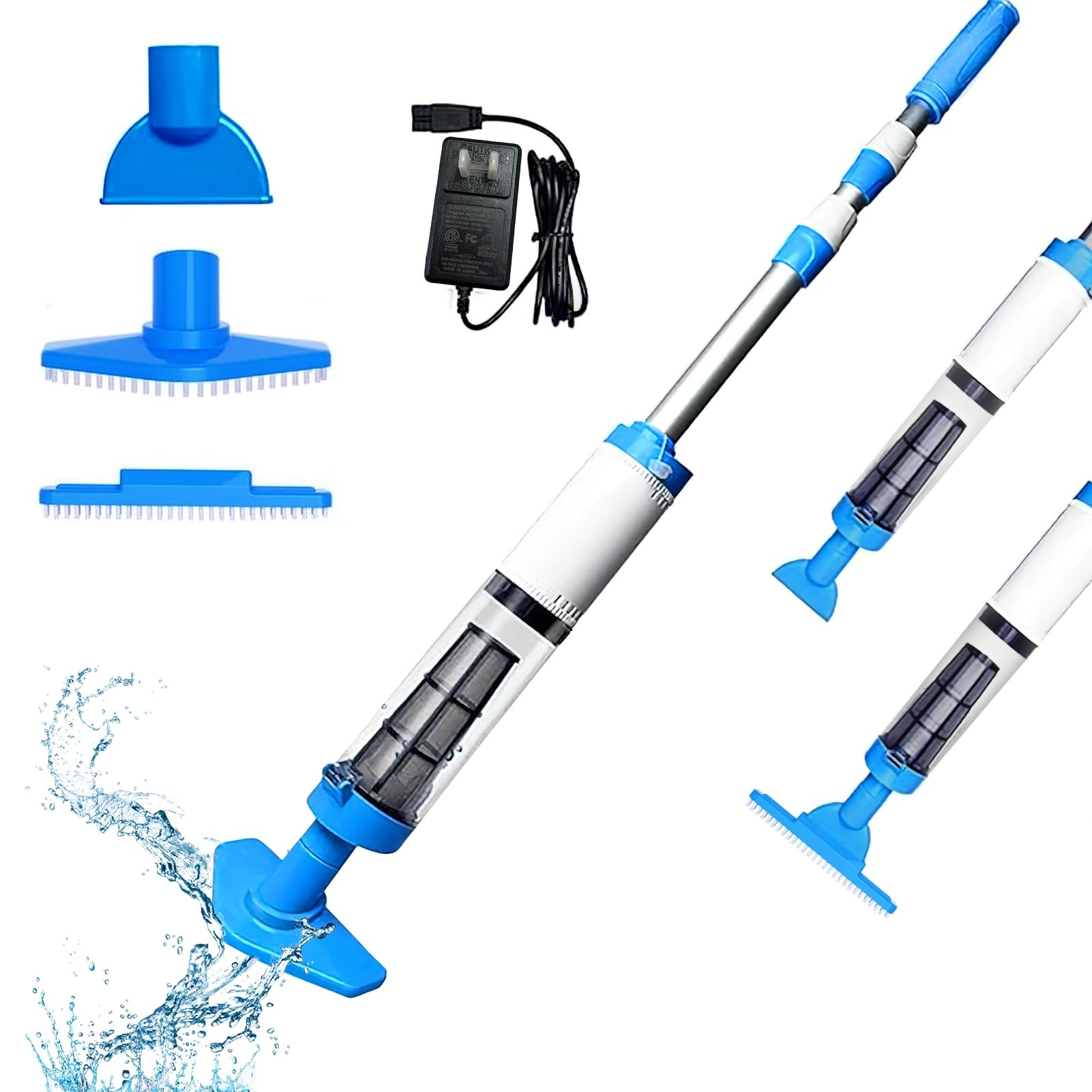 Aspirateur de piscine pour spas et piscine creusée avec nettoyeur de débris télescopique