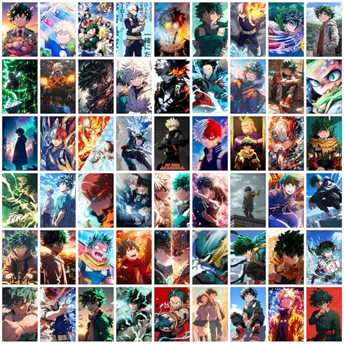 Image of My Hero Academia Poster Collage Set of 54 (4x6 Inch) - Premium Anime Prints Featuring Deku, Bakugo, Todoroki, All Might & More | Wall Art for MHA Fans, Collectors & Gift for Anime Lovers