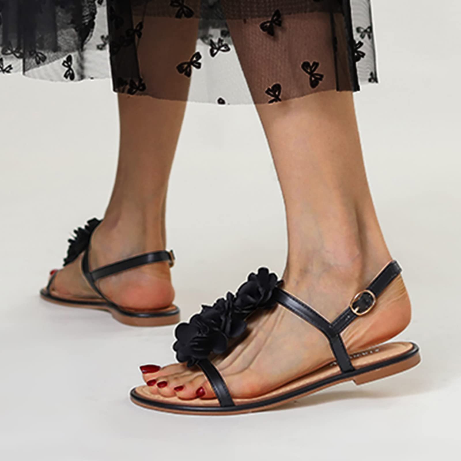Sandali Comodi Donna Estivi Gioiello Estive Sandali da donna fondo piatto casual floreale tinta unita stile bohémien punta scarpe da spiaggia Estivi Comodi Sandals & Slides