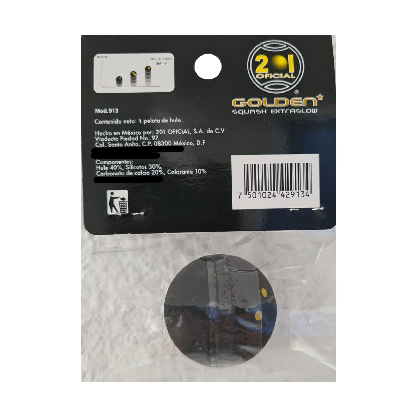 201 oficial Ball for Squash Extraslow 2 Yellow Dots