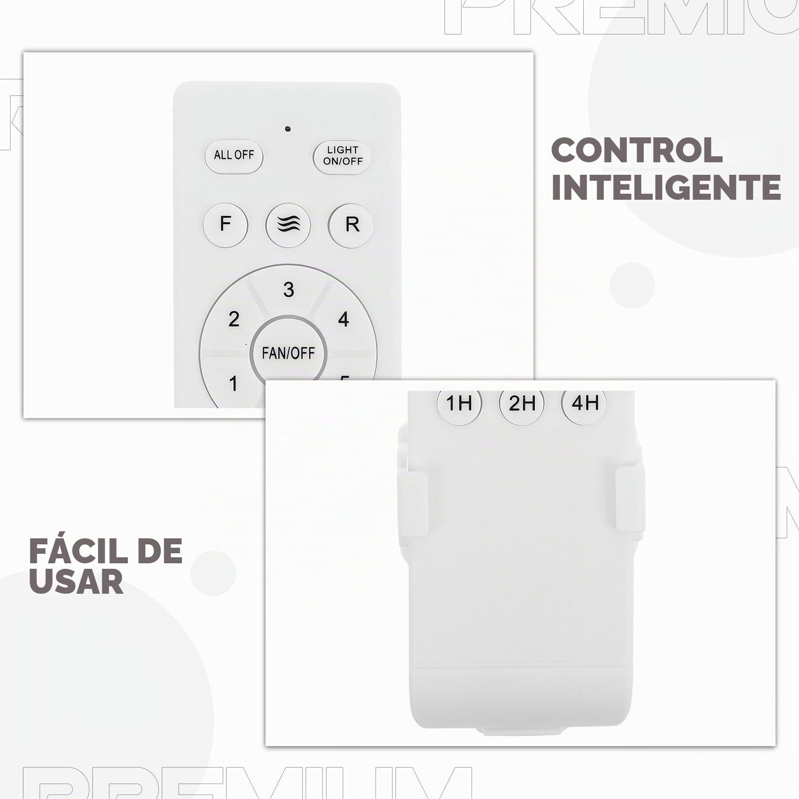 Control Remoto para Ventiladores de Techo con Luz, Control de Velocidad y Temporizador, Dispositivo Remoto de Plástico 433 Mhz Adecuado para Verano