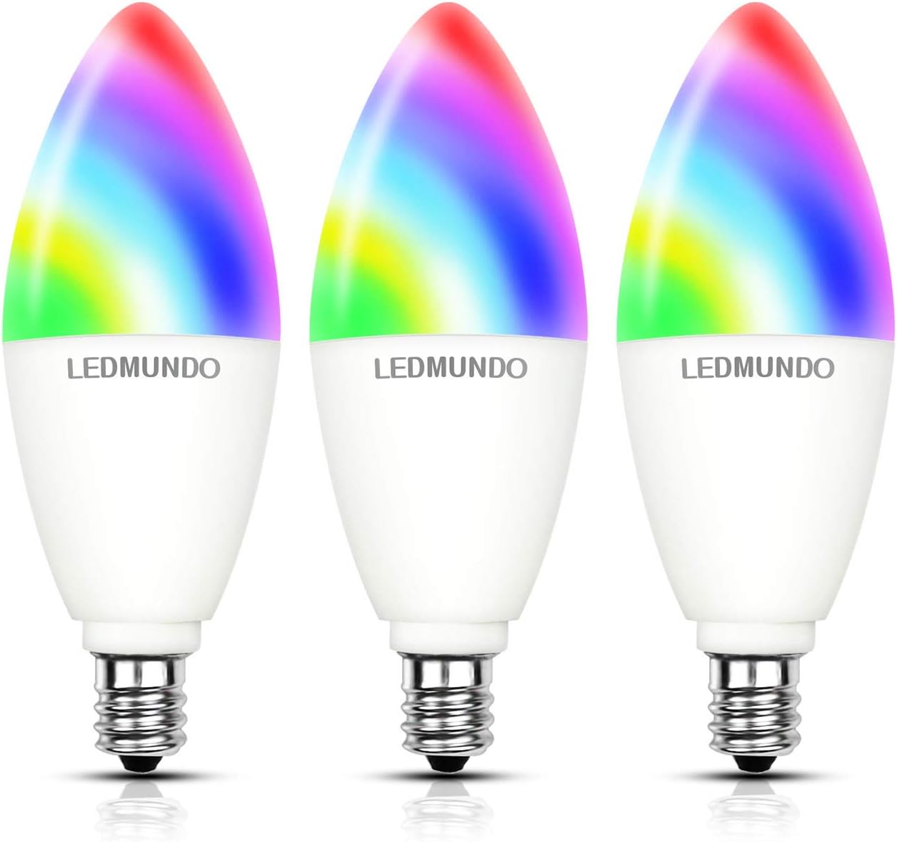 Smart Light Bulbs - LED Candalabra Bulb E12 Base - WiFi Multicolor Light Bulb - RGB Color Changing Bulb - 60W Equivalent, Candle Bulb Chandelier Light Works with Alexa Google Assistant IFTTT, 3 Pack