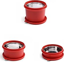 oliveware Device Benny Microwave Containers with BPA Free Airtight Lid, Leak Proof, 3 Inside Steel Container (290 ml, 450 ml & 600 ml), Home & Office Use - Red