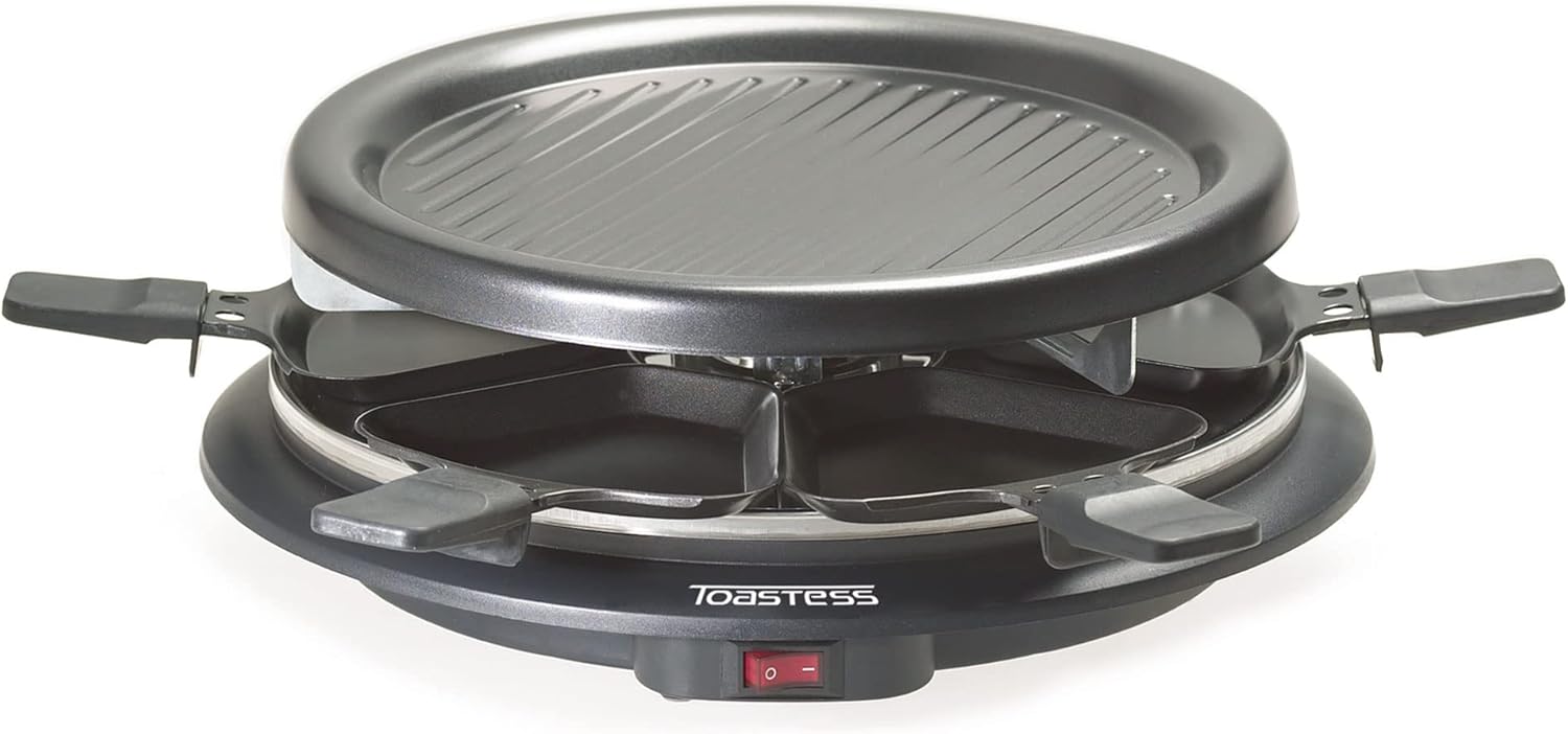 salton 6 Person Raclette Indoor Electric Cheese Round Party Grill with