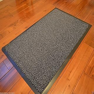 FB FunkyBuys Heavy Duty Non-Slip Dirt Barrier Large Small Entrance Floor Door Mats Office New (60 x 180cm Runner, Grey/Black)