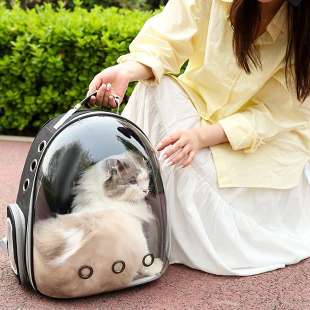 Space Capsule, zaino per animali domestici, con finestra trasparente a bolle, tasca laterale in rete, fori per l'aria, 42 x 33 x 18 cm, rosa