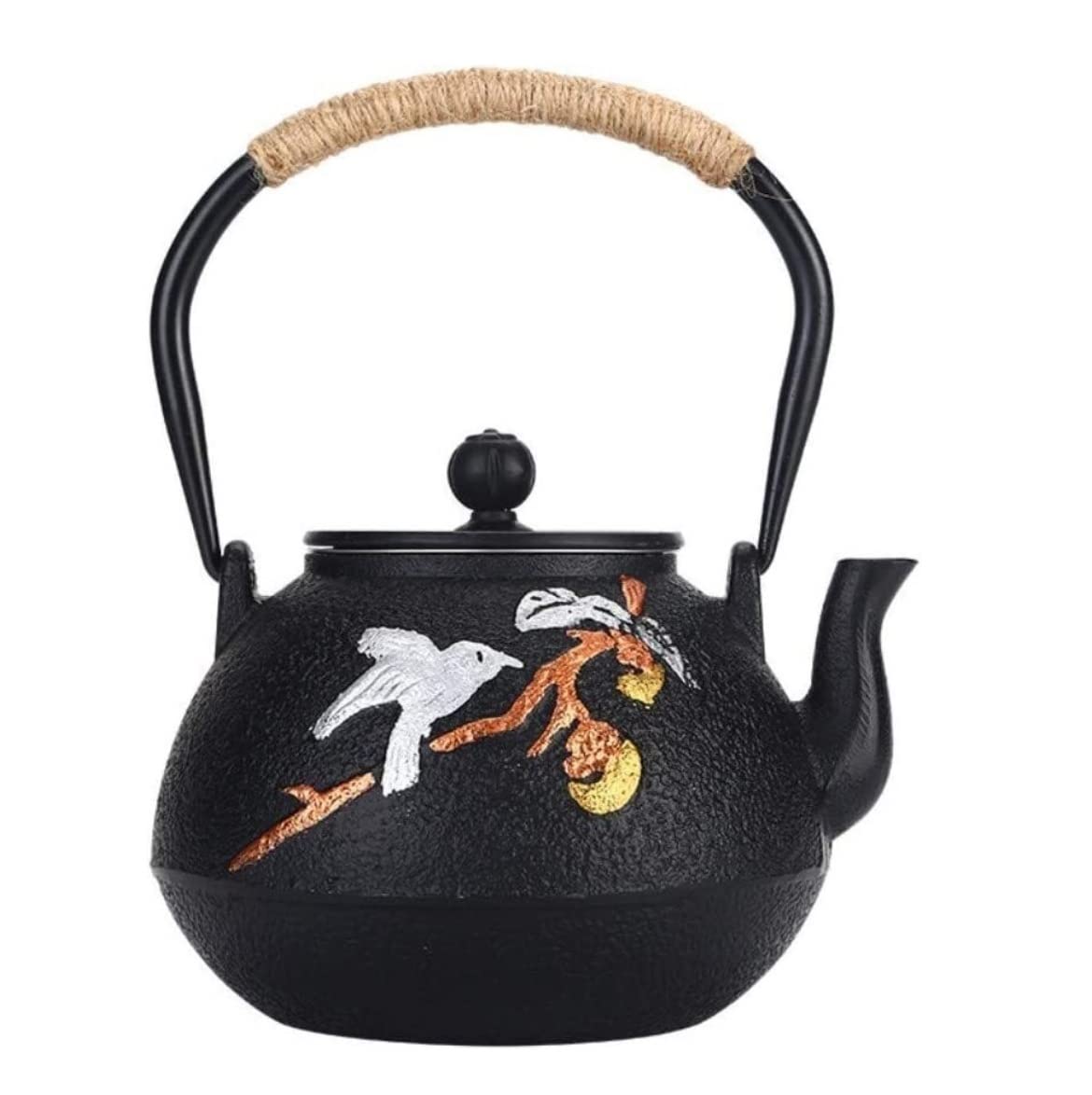 Ceramiczny czajniczek, 40oz/1.2L czajnik żeliwny w stylu japońskim, niepowlekany, ręcznie malowany, żeliwny czajnik do gotowania wody, żeliwny czajnik do herbaty