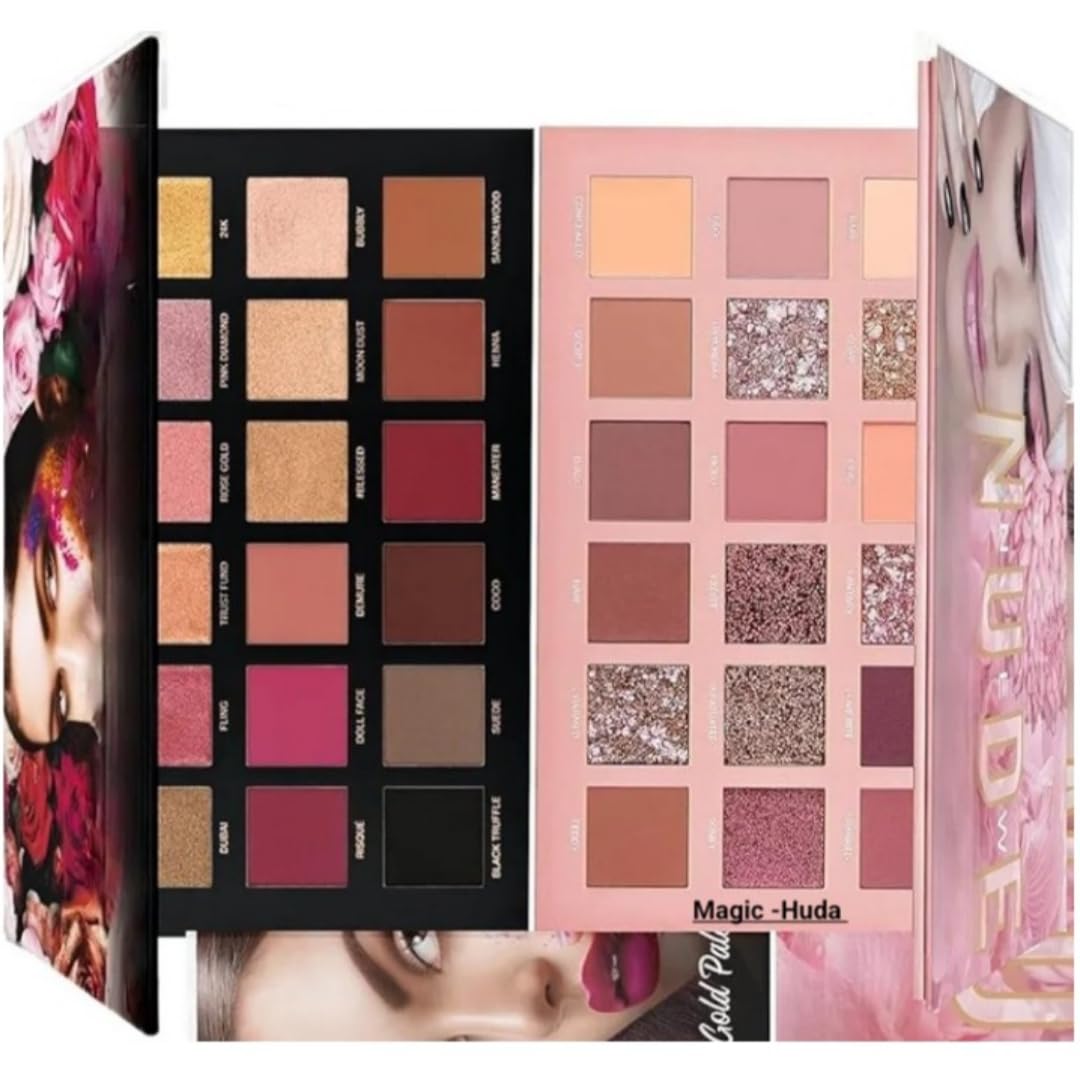 Nude and Rose Gold Eyeshadow Palette Combo, Shimmery Finish-image-15