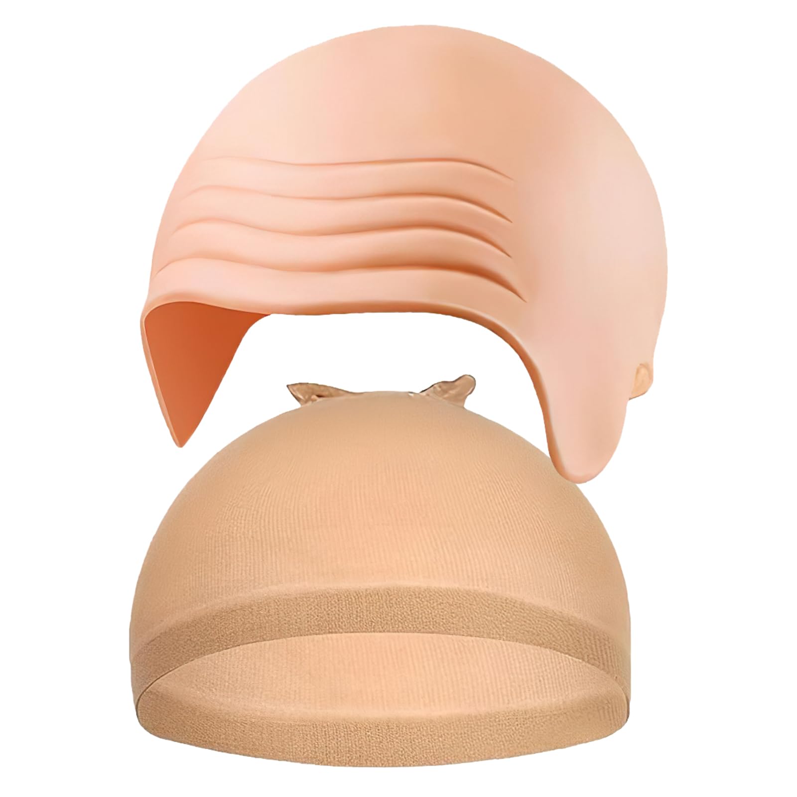 Wlleoaa 2 PCS Bald Head Cap and Hairnet, Latex Bald Cap for Adults Halloween Balds Caps, Easy to Use & Reusable