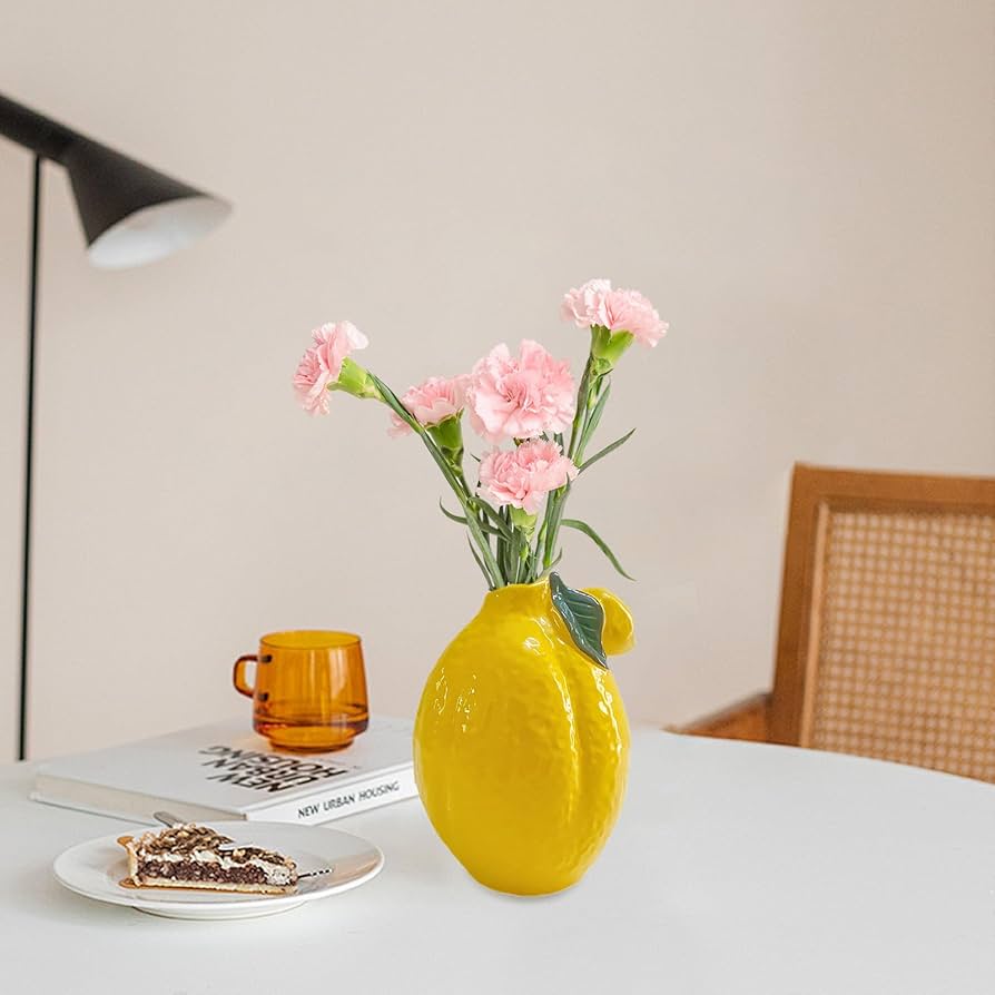 Amazon.com: ZHDOKA Ceramic Lemon Shape Vase, 5.9in Tall Mini