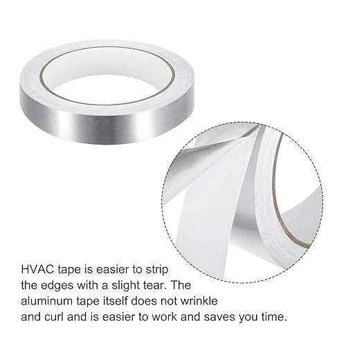 Miniatura 4 de MECCANIXITY Cinta de papel de aluminio, cinta de aluminio de 0.71 pulgadas x 65 pies (1.96 mil), cinta HVAC de alta temperatura, cinta de aluminio