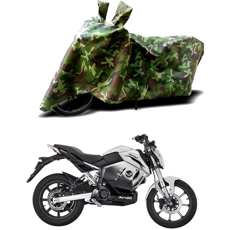 Image of 100% Water Resistant Full Bike Scooty Two Wheeler Body Cover Compatible for Revolt RV400 /UV-Rays /Heat Protection /Birds Dropping /Scratchproof /Dust Proof /Waterproof /All Varients[Green MJ]
