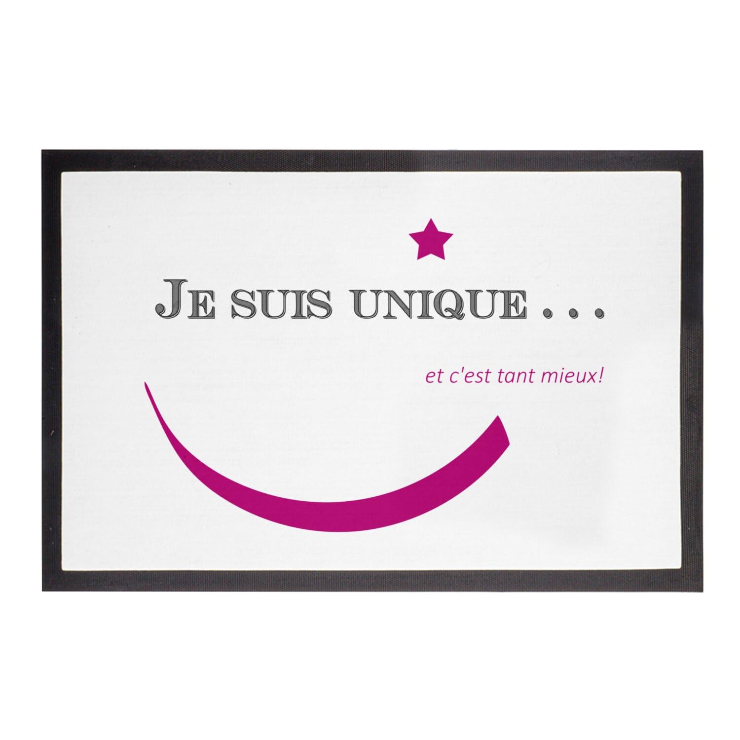 Paillasson Je suis Unique rose 75x50cm tapis entrée original pour maison
